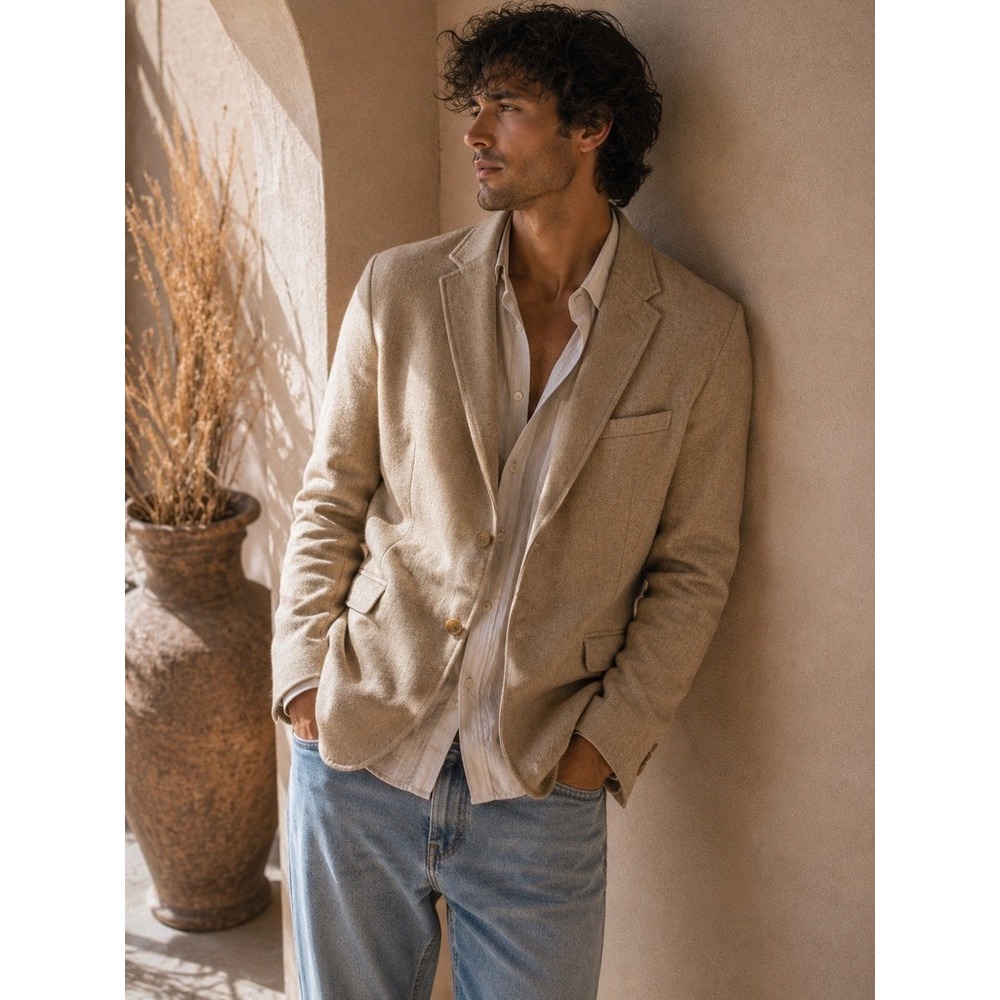 Neil Barrett Mens XL Tan Beige Wool Blend Sport Coat Blazer Made in Italy BG111A